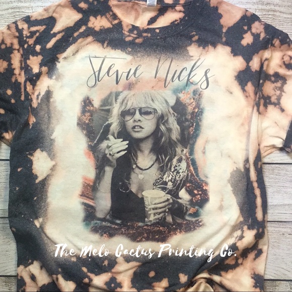 Hand Bleached Stevie Nicks Gray Unisex Band Shirt - Picture 3 of 10